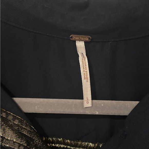 Free People Midnight Blue Shirt with Metallic Details in size Large - Picture 13 of 13